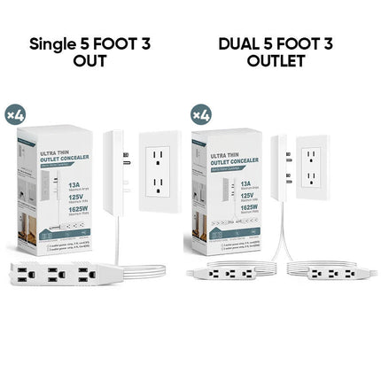 Ultra Thin Outlet Concealer, 3 Outlet Power Strip with Cord – image 31
