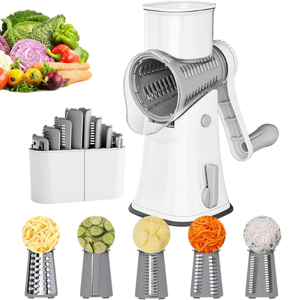 Rotary Cheese Grater Shredder with 5 Blades, Vegetable Cutter – image 21