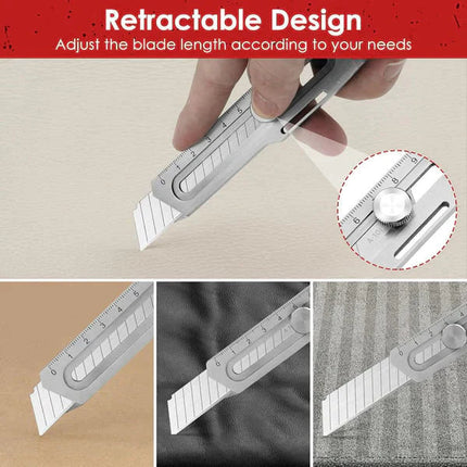 Utility Knife 6 in 1, Retractable Box Cutter with Safety Hammer – image 8