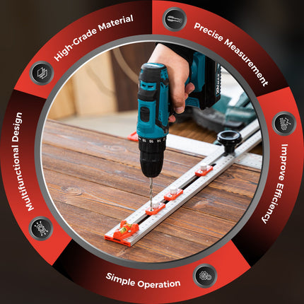 Carpentry Ruler for Drilling with Bubble Level, Woodworking Tools – image 12
