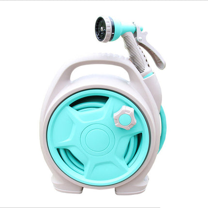 Retractable Garden Hose Reel, 50 ft Garden Hose with 6 Pattern Spray Nozzle, Portable Water Hose Reel for Lawn Watering