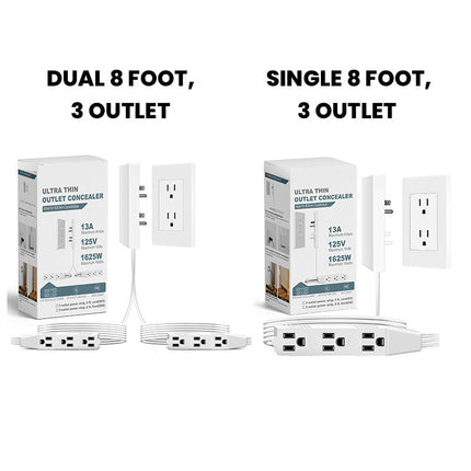 Ultra Thin Outlet Concealer, 3 Outlet Power Strip with Cord – image 23