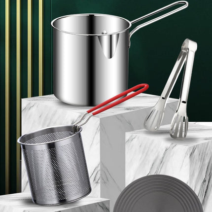 Stainless Steel Fryer with Strainer Basket, Stovetop Frying Pot for French Fries and Tempura – image 11