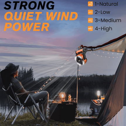Battery Operated Fan, Portable Tent Fan with Remote and Hook