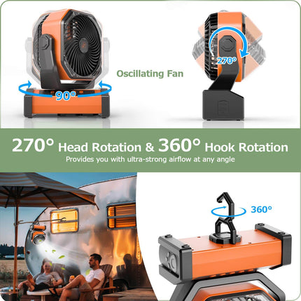 Battery Operated Fan, Portable Tent Fan with Remote and Hook – image 7