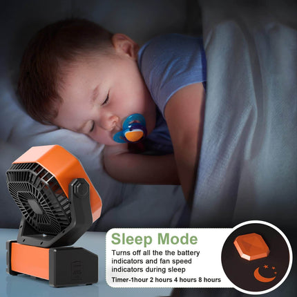 Battery Operated Fan, Rechargeable Camping Fan with LED Light and Power Bank – image 6