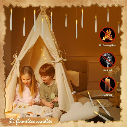 24 Pcs Flameless LED Candles for Halloween and Christmas Decorations, Floating Candles with Wand Remote