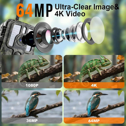 Cellular Trail Camera 4K with Solar Panel, Wireless Hunting Camera with Night Vision