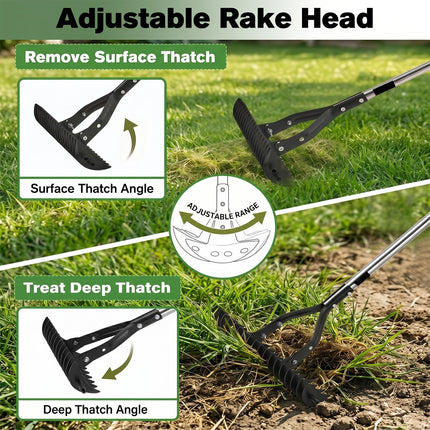 Lawn Dethatcher Rake, Metal Garden Rake for Lawn Thatch and Leaves – image 9