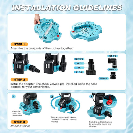 Submersible Water Pump for Pool Cover, Automatic Pool Cover Pump with Check Valve – image 10