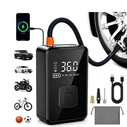 Portable Air Compressor for Car Tires, Portable Tire Inflator Cordless, Car Tire Pump with Digital Display, Bike Pump