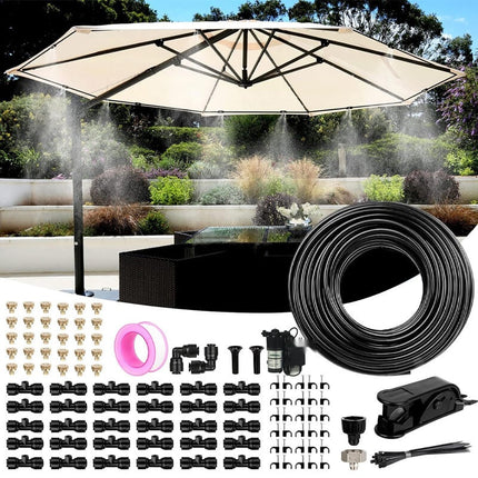 Misting System for Patio and Outdoor Cooling, DIY Misting System with Brass Misting Nozzles, Water Mister for Garden