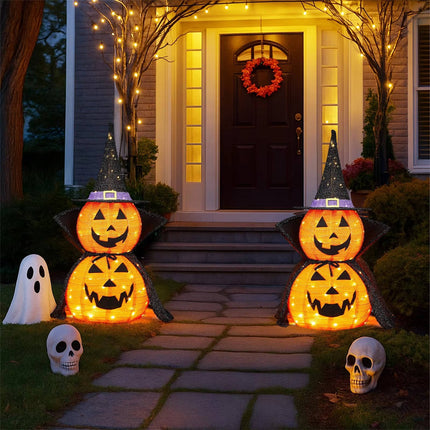 Halloween Pumpkin Decor 3 ft Set of 2, Lighted Pumpkin Halloween Decorations Outdoor and Indoor