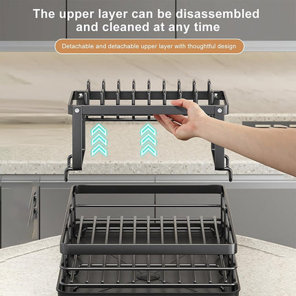 Dish Drying Rack, 2 Tier Dish Rack with Drainboard and Cutting Board Holder – image 7