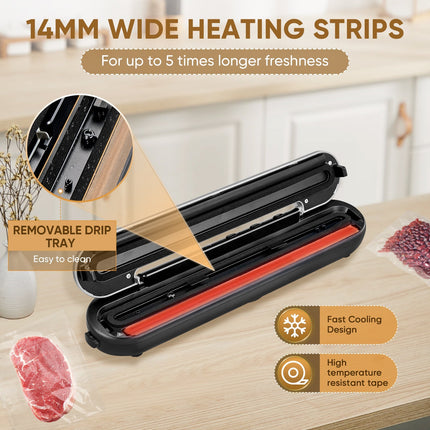 Vacuum Sealer Machine with Bag Cutter, Vacuum Sealer Bags and Roll for Freezer Storage – image 4