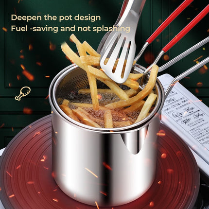 Stainless Steel Fryer with Strainer Basket, Stovetop Frying Pot for French Fries and Tempura – image 5