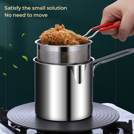 Stainless Steel Fryer with Strainer Basket, Deep Fryer Pot with Lid – image 6