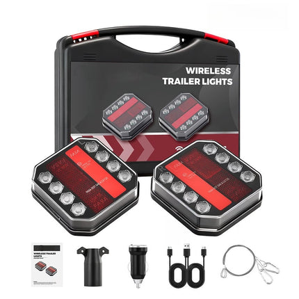 Wireless Trailer Lights, Rechargeable LED Trailer Lights with Magnetic Base, Trailer Light Kit for Tail and Brake Lights