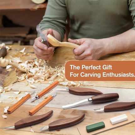 Wood Carving Tools Kit for Beginners, Wood Carving Knives with Walnut Handles