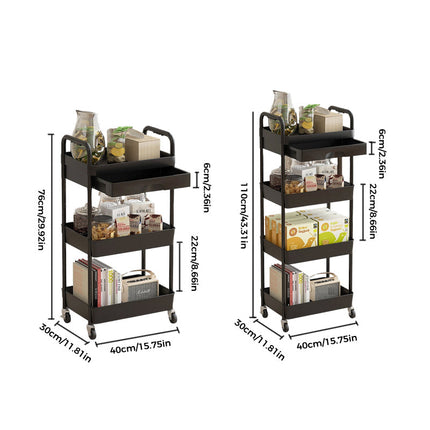 Rolling Utility Cart with Wheels, 3 Tier Rolling Cart with Hooks and Hanging Cups – image 8