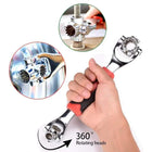 Universal Socket Wrench Tool Set 52 in 1, Socket Wrench Set with 8 Metric and SAE Sockets for Automotive and DIY Repair