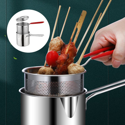 Stainless Steel Fryer with Strainer Basket, Deep Fryer Pot with Lid