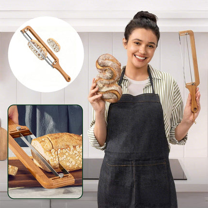 Bread Knife for Homemade Bread, Adjustable Sourdough Bread Slicer with Thickness Guide