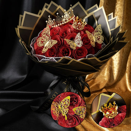 Glitter Rose Bouquet Gift Set, Artificial Flowers with Butterflies – image 11