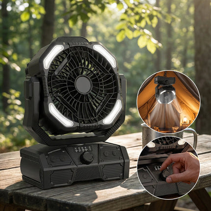 Portable Fan with LED Light, Battery Powered Fan with Power Bank