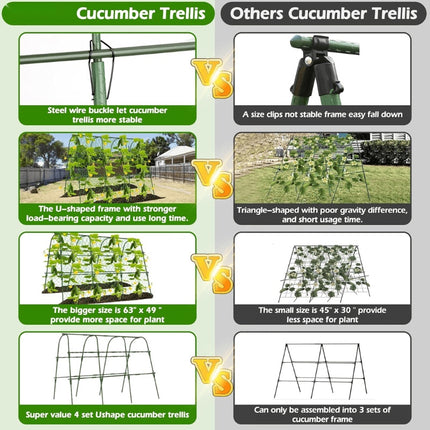 Garden Cucumber Trellis for Climbing Plants, Metal Plant Trellis with Garden Gloves