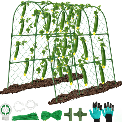 Garden Cucumber Trellis for Climbing Plants, Tomato Trellis for Raised Bed, Metal Plant Trellis with Garden Gloves