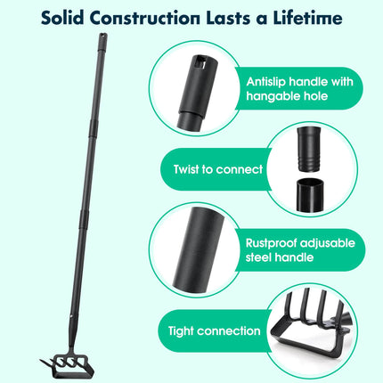 Adjustable Garden Rake for Lawn and Yard