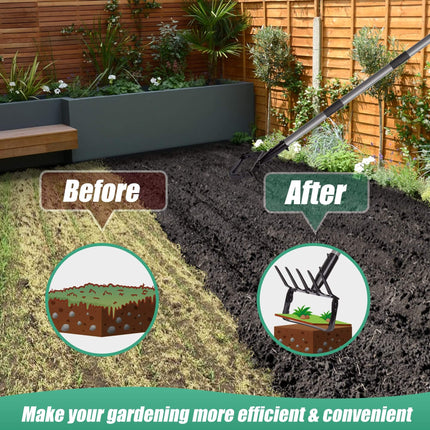 Garden Hoe 2 in 1 with Rake Head, Stirrup Hoe and Hula Hoe