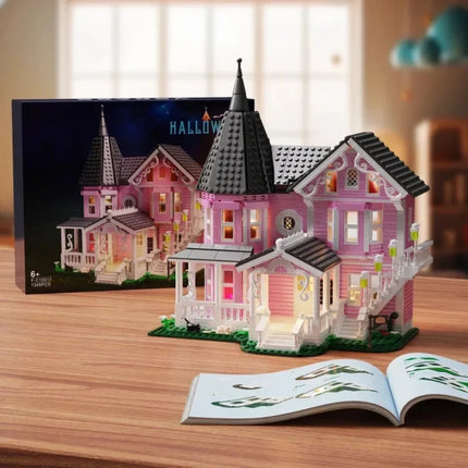 Halloween Building Block Set with Lights, 1349 Piece Light Up Building Blocks, Construction Toy, Halloween Decor