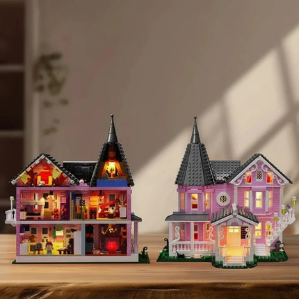 Halloween Building Block Set with Lights, 1349 Piece Light Up Building Blocks