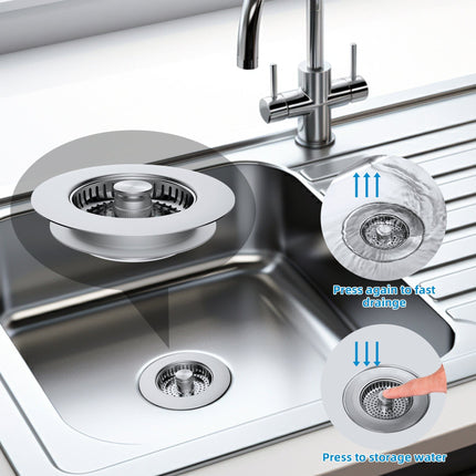 Kitchen Sink Strainer Stainless Steel, 3 in 1 Pop Up Sink Stopper and Strainer Basket – image 7