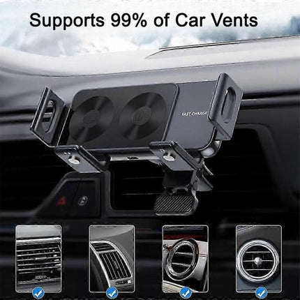 Auto Clamping Suction Cup Phone Mount for Car Vent and Dashboard, Car Phone Holder with Wireless Car Charger – image 7