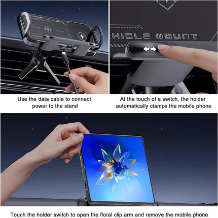 Auto Clamping Suction Cup Phone Mount for Car Vent and Dashboard, Car Phone Holder with Wireless Car Charger – image 9