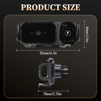 Auto Clamping Suction Cup Phone Mount for Car Vent and Dashboard, Car Phone Holder with Wireless Car Charger – image 11