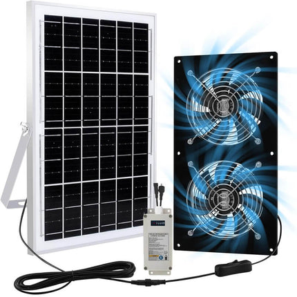 Solar Exhaust Fan for Shed and Greenhouse, Solar Ventilation Fan with 25W Panel, Solar Attic Fan for Chicken Coop