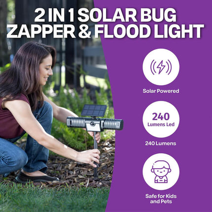 Solar Bug Zapper Outdoor, Insect Zapper for Patio and Yard