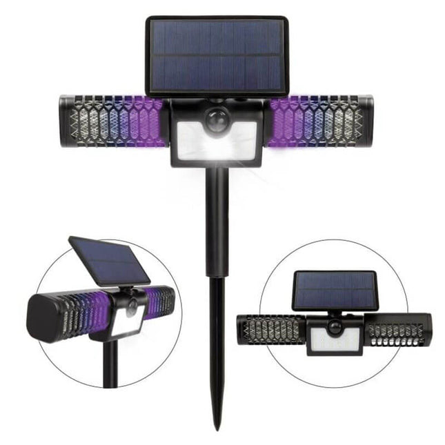 Solar Bug Zapper Outdoor, 2 in 1 Mosquito Zapper and Motion Sensor Flood Light, Insect Zapper for Patio and Yard