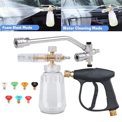 Foam Cannon Pressure Washer Gun, 2 in 1 Foam Sprayer with 7 Pressure Washer Nozzles, Car Detailing Kit for Auto Wash