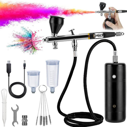 Airbrush Kit Cordless, Handheld Airbrush Compressor Kit for Models and Cakes, 32 PSI Rechargeable Paint Spray Gun