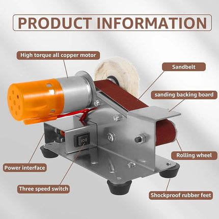 Electric Mini Belt Sander, 3 in 1 Bench Grinder and Metal Polisher – image 8