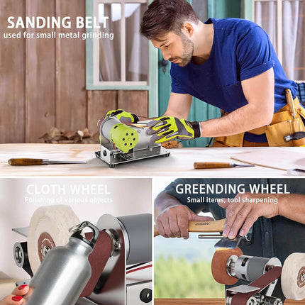 Electric Mini Belt Sander, 3 in 1 Bench Grinder and Metal Polisher
