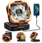 Portable Fan with LED Light, Rechargeable Battery Operated Fan with Power Bank, Solar Outdoor Cooling Fan for Camping