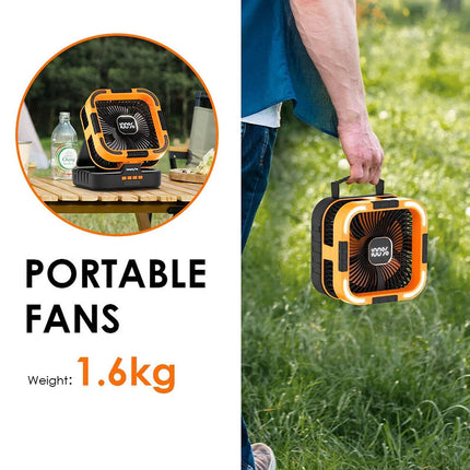 Portable Fan with LED Light, Solar Outdoor Cooling Fan for Camping – image 7