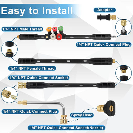 Pressure Washer Extension Wand 4000 PSI, Telescoping Power Washer Wand with 6 Nozzle Tips – image 5