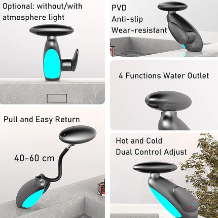 Bathroom Faucets with LED Light, Pull Out Kitchen Faucet with Sprayer – image 8